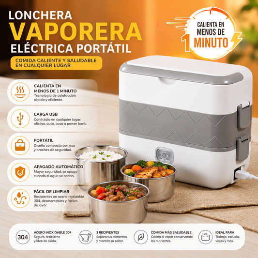 Lonchera Vaporera Inteligente: Almuerzo Caliente, Fresco y Saludable en cualquier lugar!